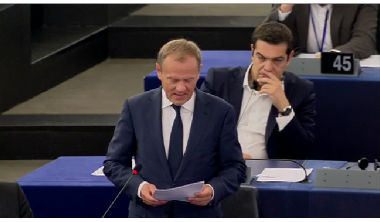 Greek PM&nbsp;Alexis Tsipras &amp; EU Council President&nbsp;Donald Trusk in the European Parliament