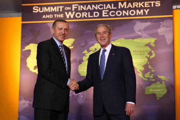 From earlier private debt crisis 10 years ago - President Bush welcomes then Prime Minister Erdogan of Turkey to the G20 Summit on Financial Markets and the World Economy, Nov. 15 2008, Washington D.C.    White House photo by Chris Greenberg.
