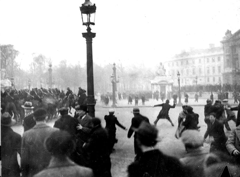 Image via  Wikipedia  - fascists attack police, February 1934, Paris