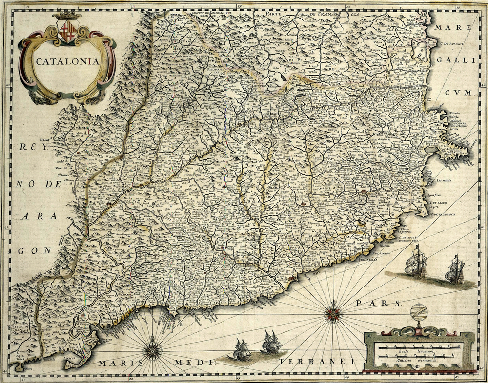Catalonia ,&nbsp;Willem Janszoon Blaeu,&nbsp;Amsterdam: 1634&nbsp;-1662